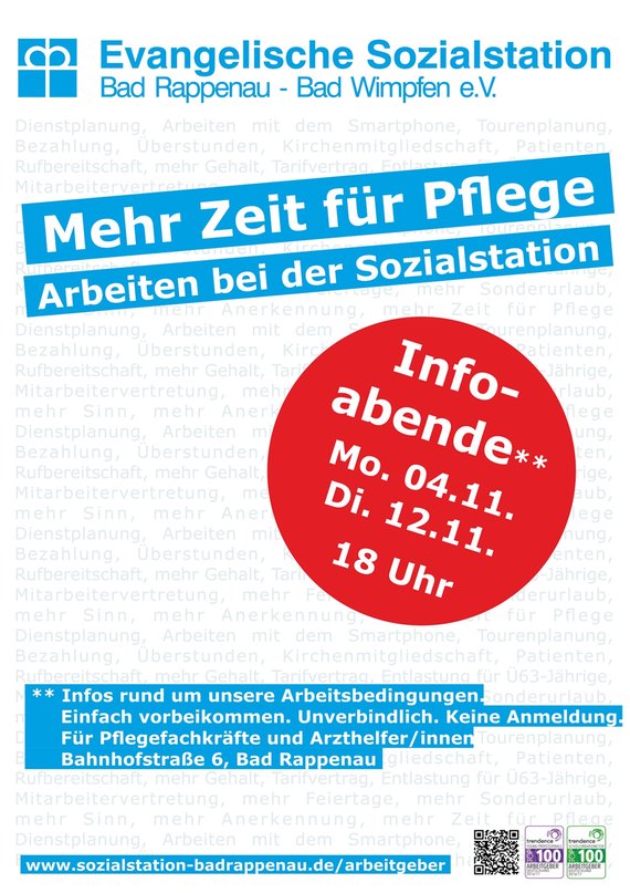 Mehr Zeit für Pflege -  Infoabende 2019