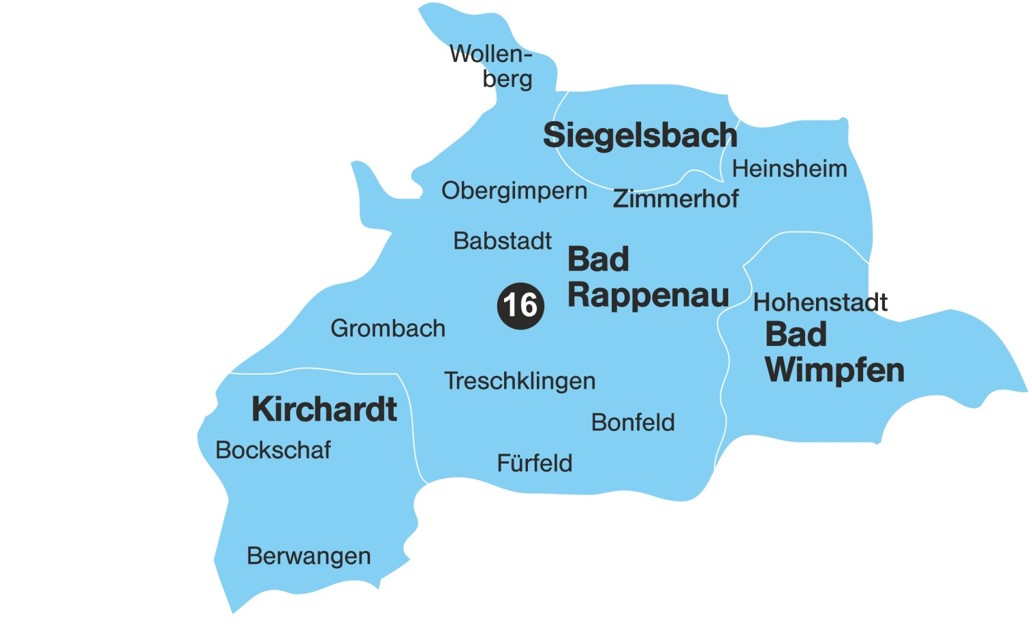 Gebiet der Sozialstation Bad Rappenau - Bad Wimpfen e.V.