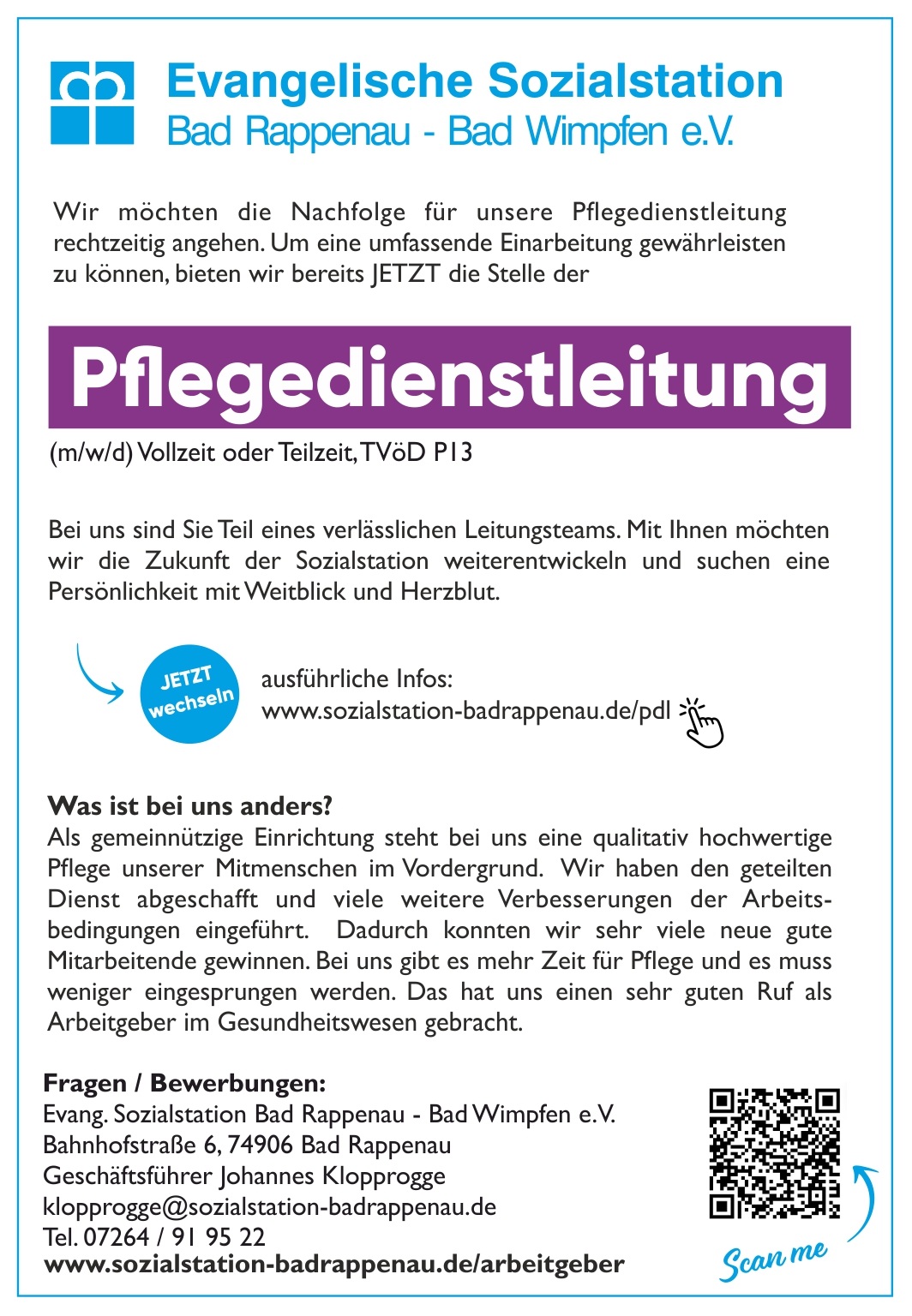 Stellenausschreibung Pflegedienstleitung